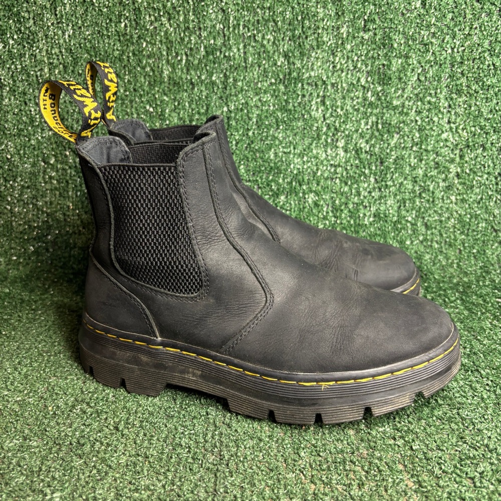 Dr. Martens Embury Leather Chelsea AW004 SV08 Lug Sole Grunge Boot Black Women 8